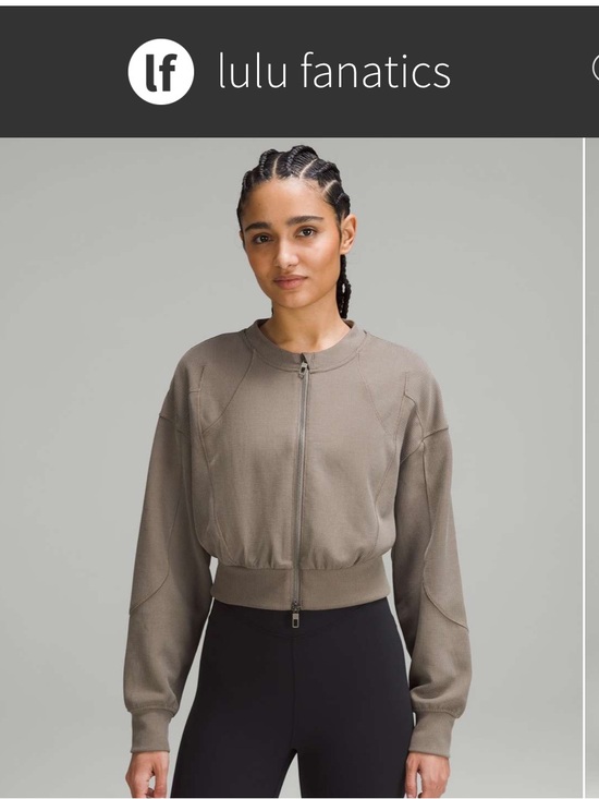 lululemon athletica Jackets & Blazers - Lululemon Ribbed Softstreme Cropped Full Zip Jacket Sz 6 Nomad 714